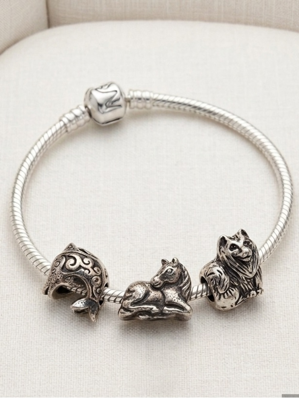 Silver Animal Charm Trio - Dog, Horse and Dolphin